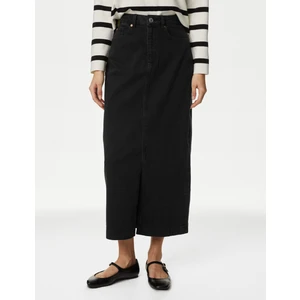 Marks & Spencer Yırtmaç Detaylı Midi Denim Etek