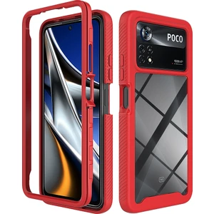 Xiaomi Poco X4 Pro 5g Için Hibrit Bumper Tam Koruma Telefon Kılıfı - Kırmızı (Yurt Dışından)