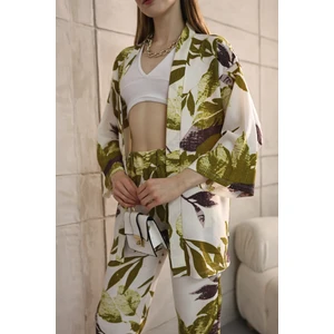 Kadın Çiçek Desenli Kimono Takımı