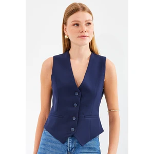 6796 Kısa Dokuma Yelek - Lacivert