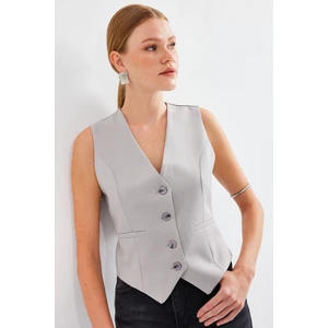 6796 Kısa Dokuma Yelek - Gri