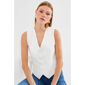 6796 Kısa Dokuma Yelek - Ekru