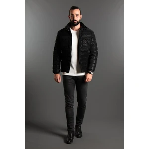 Zeki Özer Erkek Siyah Yakası Kürklü Ithal Deri Mont