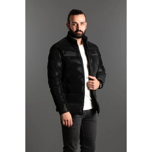 Zeki Özer Erkek Siyah Dik Yaka Deri Mont Slim Fit Tasarım Su İtici 2024 İlkbahar Yaz