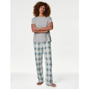 Marks & Spencer Saf Pamuklu Kısa Kollu Desenli Pijama Takımı