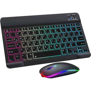 Mini Rgb Klavye ve Mouse Set Tablet Telefon Laptop Uyumlu Bluetooth Destekli Uzun Şarj Süreli