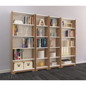 Nur Mobilya Nurmobilya 4'lü Kitaplık Seti Bazalı  Kütüphane Atlantikçam-Beyaz