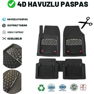 Zeyno Ticaret Renault Megane 4 Hb 2017 Uyumlu Derin Havuzlu Üniversal Pro Paspas Siyah - Gri