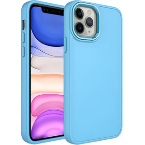 Techno Guru iPhone 12 Pro Max Kılıf Metal Çerçeve ve Buton Tasarımlı Silikon Luna Kapak