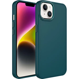 Techno Guru iPhone 13 Kılıf Metal Çerçeve ve Buton Tasarımlı Silikon Luna Kapak