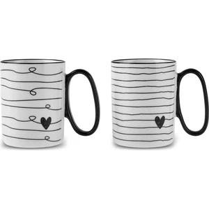 Amore Çizgili Kupa 2'li Mug 360 ml