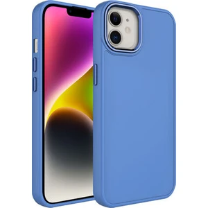 Techno Guru iPhone 12 Kılıf Metal Çerçeve ve Buton Tasarımlı Silikon Luna Kapak