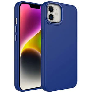 Techno Guru iPhone 12 Kılıf Metal Çerçeve ve Buton Tasarımlı Silikon Luna Kapak