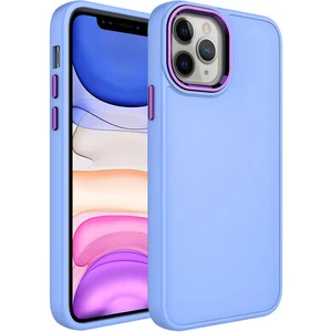 Techno Guru iPhone 12 Pro Max Kılıf Metal Çerçeve ve Buton Tasarımlı Silikon Luna Kapak