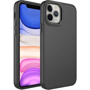 Techno Guru iPhone 12 Pro Max Kılıf Metal Çerçeve ve Buton Tasarımlı Silikon Luna Kapak