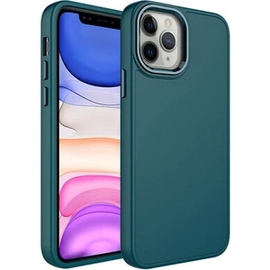 Techno Guru iPhone 12 Pro Max Kılıf Metal Çerçeve ve Buton Tasarımlı Silikon Luna Kapak
