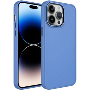 Techno Guru iPhone 14 Pro Max Kılıf Metal Çerçeve ve Buton Tasarımlı Silikon Luna Kapak