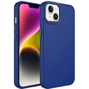 Techno Guru iPhone 14 Plus Kılıf Metal Çerçeve ve Buton Tasarımlı Silikon Luna Kapak