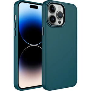Techno Guru iPhone 14 Pro Max Kılıf Metal Çerçeve ve Buton Tasarımlı Silikon Luna Kapak