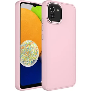 Techno Guru Samsung Galaxy A03 Kılıf Metal Çerçeve ve Buton Tasarımlı Silikon Luna Kapak