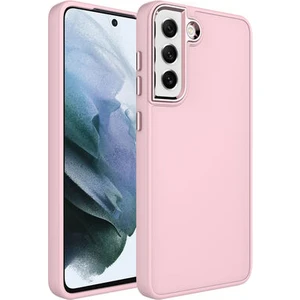 Techno Guru Samsung Galaxy S21 Fe Kılıf Metal Çerçeve ve Buton Tasarımlı Silikon Luna Kapak