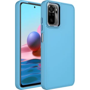 Techno Guru Redmi Note 10S Kılıf Metal Çerçeve ve Buton Tasarımlı Silikon Luna Kapak