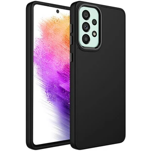 Techno Guru Samsung Galaxy A23 Kılıf Metal Çerçeve ve Buton Tasarımlı Silikon Luna Kapak