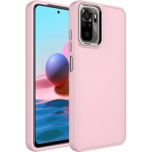 Techno Guru Redmi Note 10S Kılıf Metal Çerçeve ve Buton Tasarımlı Silikon Luna Kapak