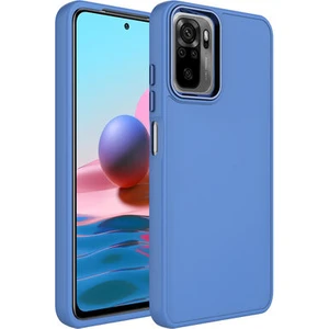 Techno Guru Redmi Note 10S Kılıf Metal Çerçeve ve Buton Tasarımlı Silikon Luna Kapak