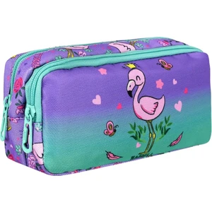 Iki Bölmeli Mor Yeşil Flamingo Kız Çocuk Kalem Çantası