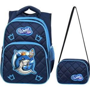 Lacivert Köpekbalığı Erkek Çocuk Ilköğretim Okul Sırt Çantası ve Beslenme Çantası