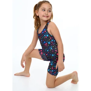 Lolli Boom Kids  Kız Çocuk Koyu Renk Geçişli Mini Yıldız Desenli Yüzücü Tarz Şortlu Mayo