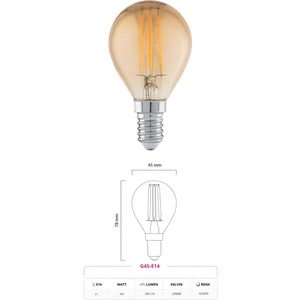 Neo Vista G45 Rustik LED Ampul 4W E14 Duy 2700K Amber Cam Dekoratif Vintage Aydınlatma