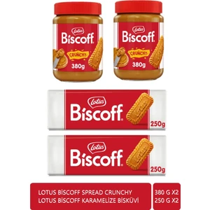 Biscoff 250 gr x 2 Adet + Lotus Biscoff Spread Crunchy 380 gr x 2 Adet