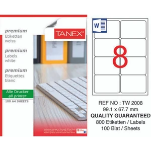 TW-2008 99,1X67,7MM Lazer Etiket 100LÜ