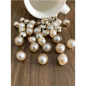 Canan Dizayn 11,5 mm Ayaklı Gold Inci Metalize Düğme(15 Adet)