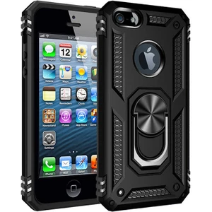 Apple iPhone 5 Kılıf Vega Yüzüklü Standlı + Ekran Koruyucu