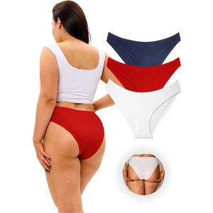 ALYA UNDERWEAR Kadın Bikini Kesim Slip Külot 3 Adet ( 1 Adet Lacivert, 1 Adet Kırmızı, 1 Adet Ekru )