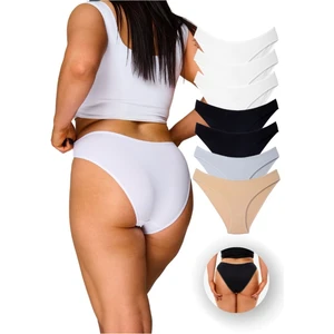 ALYA UNDERWEAR Kadın Bikini Kesim Slip Külot 7 Adet ( 3 Adet Beyaz, 2 Adet Siyah, 1 Adet Ten, 1 Adet Gri Melanj )