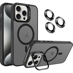 Apple iPhone 16 Pro Max Kılıf Alp Kamera Lensli Standlı Mat Buzlu Kapak