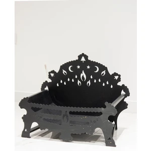 Modern Dekoratif Lazer Kesim Siyah Odunluk (Döküm Kuzine Şömine Için)