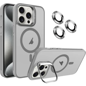 Apple iPhone 16 Pro Max Kılıf Alp Kamera Lensli Standlı Mat Buzlu Kapak