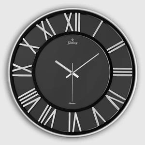 Premium Serisi Modern Tasarımlı Roma Rakamlı 40 cm Duvar Saati Siyah-Gümüş