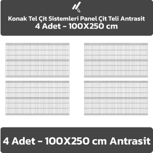 KONAK TEL ÇİT SİSTEMLERİ 4 ADET PANEL ÇİT TELİ 100 X 250 CM