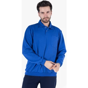 Yıldırımlar İki İplik Polo Yaka Cepli Sweatshirt