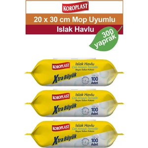 Mop Uyumlu Extra Büyük Islak Temizlik Havlusu Beyaz Sabun Kokulu 300 Yaprak