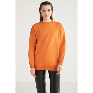 Allys Kadın Bisiklet Yaka Oversize Basic Turuncu Sweatshirt