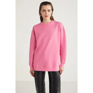 Allys Kadın Bisiklet Yaka Oversize Basic Pembe Sweatshirt