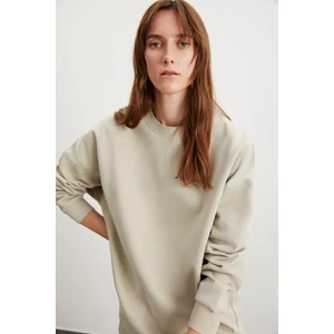 Allys Kadın Bisiklet Yaka Oversize Basic Taş Rengi Sweatshirt