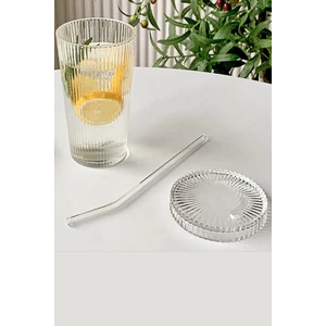 Gilli Store Origami Stil Cam Pipetli Bardak Kapaklı Kahve ve Sunum Bardağı Kokteyl Bardak 400 ml